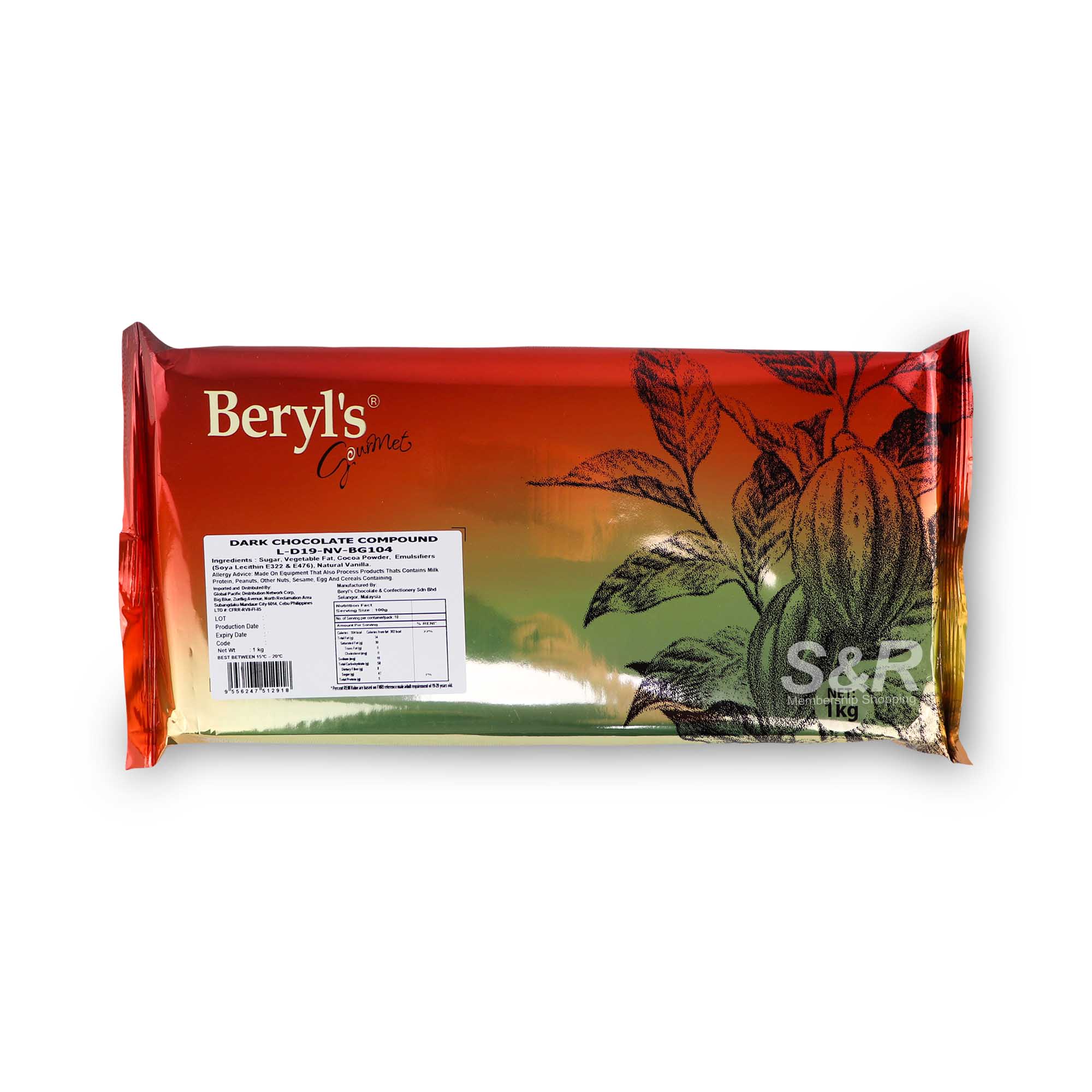 Beryl's Gourmet 19% Dark Chocolate Compound 1kg
